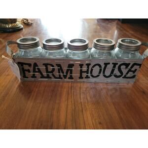 Fiddle & Fern Farmhouse Rustic Centerpiece Flower Vase Rustic Metal New 5 Mason
